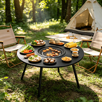 Ensemble de réchaud à charbon de bois avec plateau élargi pour la préparation du thé, table de barbecue ronde pour usage domestique.