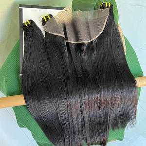 Paquete de 3+1 Extensiones de Cabello Humano Virgen Indio Yaki Liso al por Mayor con Set Frontal de Encaje HD 13x4 - Product Image 2