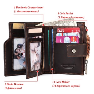Dompet Kulit Asli Pria Retro Crazy Horse Kulit Sapi Lapisan Atas Berkualitas Tinggi Tempat Kartu Kredit Multi Slot - Product Image 2