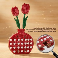 Lukisan Berlian 3D Motif Bunga Vas Tiga Dimensi Hiasan Meja Gaya Nordik Tanpa Bingkai DIY Impor Terbaru