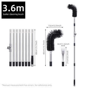 Fournitures de <span class=keywords><strong>nettoyage</strong></span> domestique faciles Poteau extensible télescopique en acier inoxydable pour le <span class=keywords><strong>nettoyage</strong></span> des gouttières de toit Brosse écologique pour le retrait - Product Image 2