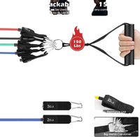 Juego de bandas de resistencia de goma natural para ejercicio físico en casa T317, 11 piezas, cuerdas de tracción elásticas para entrenamiento de fuerza en interiores
