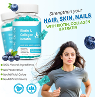 Bonbons gélifiés à la biotine, au collagène et à la kératine, sans gluten, non-OGM, pour les cheveux, la peau, les ongles et les articulations