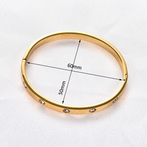 Bracelet manchette ouvert en acier inoxydable et zircone pour femme, motif œil et cœur, accessoire de bijouterie en métal poli, cadeau - Product Image 2