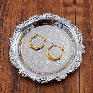 Hoop Earrings Gold Stainless Steel Bamboo Joint Style For Women Fashion Jewelry - Product Image 1