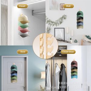 Wooden Baseball Cap <b>Storage</b> Rack 5 Layers <b>Wall</b> Mounted Hat Organizer For Closet Door <b>Wall</b> <b>Hanging</b> Display - Product Image 1