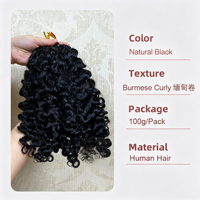 Extensions de cheveux humains bouclés birmans au crochet, effet plume, vente en gros, prix d'usine