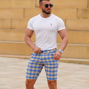 Costume da bagno estivo a righe da uomo con coulisse in vita e da Surf pantaloni corti da 100% in poliestere stampato da spiaggia - Product Image 4