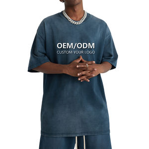 T-Shirt da Uomo in Puro Cotone a Collo Tondo, <span class=keywords><strong>Maniche</strong></span> <span class=keywords><strong>Corte</strong></span>, Stile Americano Casual, Colore Sfumato, Vestibilità Ampia, Primavera-Estate - Product Image 4