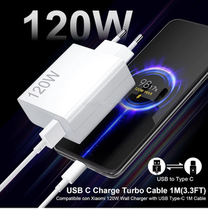 Caricabatterie 120 Watt Adattatore di Ricarica Rapida EU Super Charging Gan per <span class=keywords><strong>Redmi</strong></span> 11 12 13 Versione Professionale QC3.0 Etichetta Rossa Oro - Product Image 2