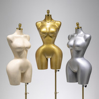 Mannequin de couture ajustable en plastique PP doré pour femme, buste courbé grande taille, pour la confection de vêtements féminins
