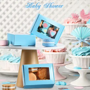 La mejor opción, embalaje de regalo duradero confiable, galleta de caramelo, Mini caja de pastel de papel personalizada Kraft azul con ventana - Product Image 5