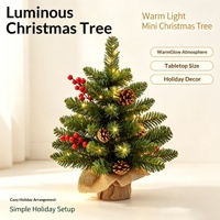 Sapin de Noël pointu en PVC 45/60/75cm, mini sapin artificiel personnalisable pour bureau avec lumière chaude pour décorations de Noël