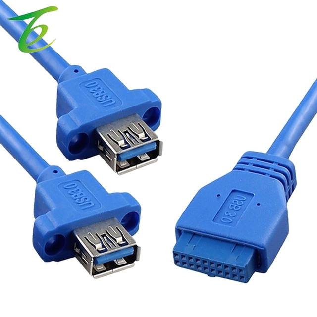 Motherboard USB 3.0 20-pin to dual USB 3.0 female adapter cables /USB 3.0 20p to 2USB 3.0 cables
