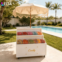Chariot à desserts portable personnalisé LEDA, chariot à gâteaux pliable, présentoir à desserts, chariot à bonbons pour mariage, fête, événements, décoration