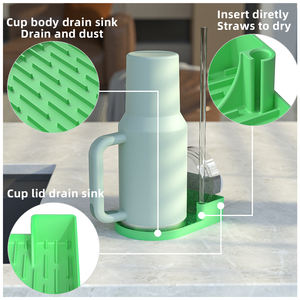 Accessoires pour tasses en silicone : Séchoir rapide, support pour gobelets, égouttoir antidérapant, support pour bouteilles de sport et filtres à eau, tapis de séchage pour Stanley Cup - Product Image 3