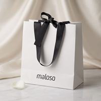 Sac en papier pliable de haute qualité pour emporter, avec ruban en satin, pour emballage cadeau de parfums et bougies