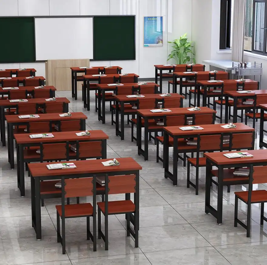 Bureau et chaises d'école de classe, mobilier universitaire, prix de gros