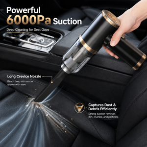 6000Pa Compact Cordless Handheld <b>Vacuum</b> Cleaner 50W Mini <b>Portable</b> Car <b>Vacuum</b> Blower Inflator Type C with 7 Accessories OEM ODM - Product Image 1