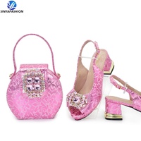 Ensemble Sinya Or Chaussures et Sacs de Soirée de Designer Italien Assortis pour Robes Africaines, Chaussures de Mariée en PU, 1 Set