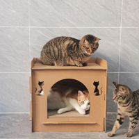 Carré Simple Maison Chat Applications Papier Ondulé Artisanat Chambre À Gratter Carton Chat Scratch Avec Boîte