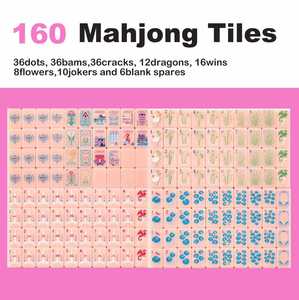 Tuiles de Mahjong en Acrylique Rose Style Parisien, 160 <span class=keywords><strong>Pièces</strong></span>, Portable, Coffret Cadeau pour la Maison, Finition Cristal Polie à la Main - Product Image 6