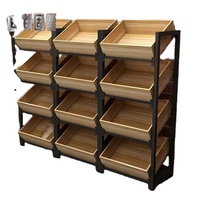Multifunctionele Metalen Houten Wijn Fruit Groente Display Plank Licht Duty Plastic Supermarkt Rack Voor Kruidenierswinkel