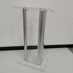 Rõ ràng <span class=keywords><strong>Acrylic</strong></span> bục cong chải nhôm bên Bục Giảng <span class=keywords><strong>lucite</strong></span> sàn đứng trường bài phát biểu Bục Giảng - Product Image 1