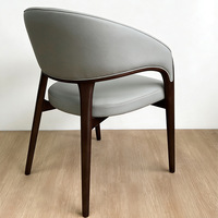 Chaise de salle à manger moderne en bois massif avec accoudoirs, revêtement en cuir PU, chaise d'appoint ergonomique pour la maison, le restaurant, le café, l'hôtel