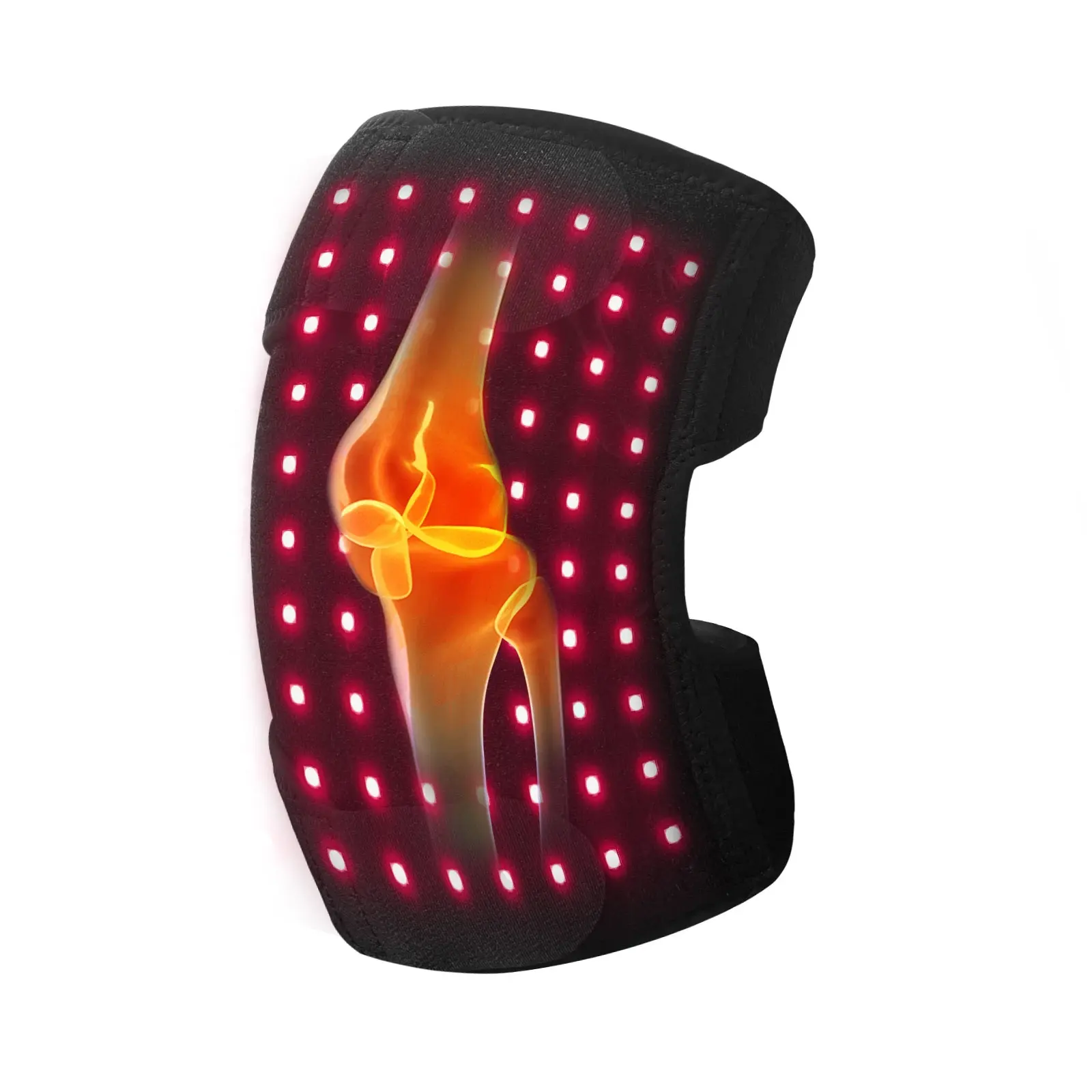 Attelle de genou à lumière rouge 660nm et 850nm Dispositif chauffant à lumière rouge pour le soulagement de la douleur au genou et aux articulations, récupération plus rapide