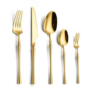 Wholesale Stainless Steel Western Knife Spoon Fork flatware Luxury Gold Plated Cutlery