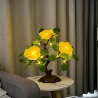 Lampe LED décorative en forme de rosier, double charge USB, fonctionne sur piles, variateur tactile, pour table et intérieur