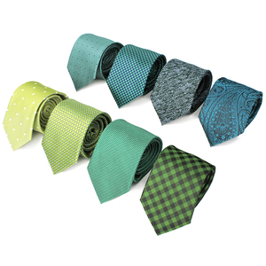 Cravates en soie Jacquard vert dernière mode en vrac pour hommes - Product Image 1
