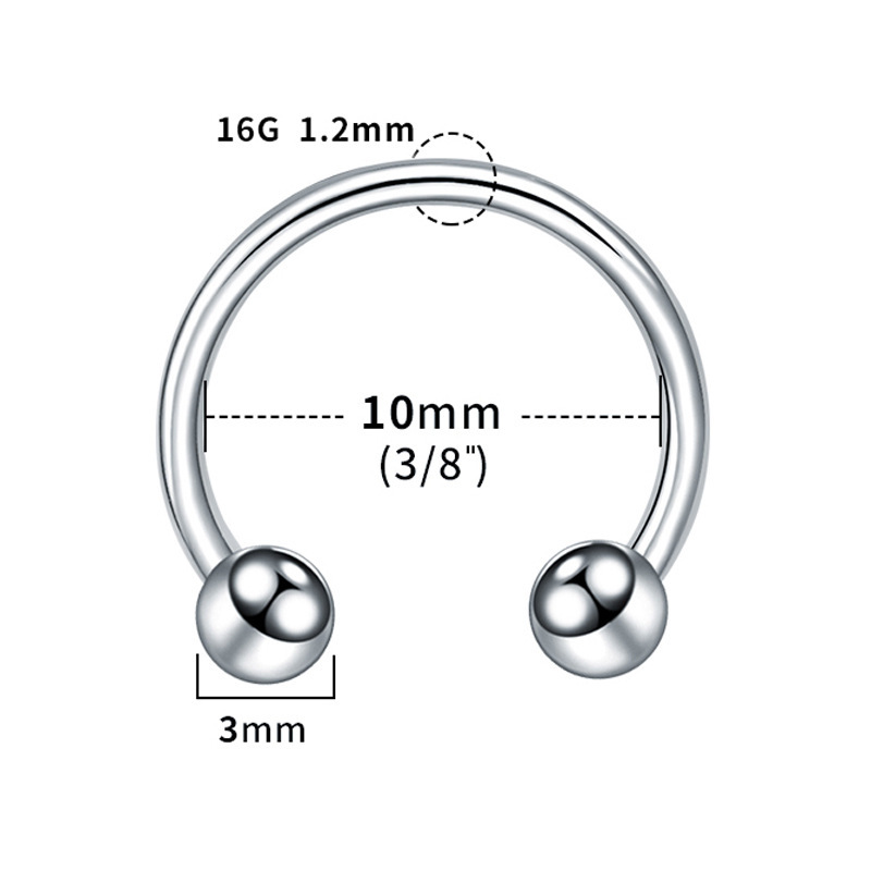 Titanium 1.2*10 3mm Horseshoe Ring