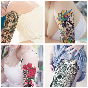 Autocollants de tatouage de poisson de <span class=keywords><strong>vague</strong></span> sexy de tatouage de bras complet de grande fleur des hommes et des femmes populaires de tache personnalisée - Product Image 2