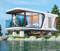 Maison Préfabriquée de Luxe Moderne, Cabine Mobile Capsule Spatiale, Gîte de Tourisme, Conteneur Hôtelier en Acier et Verre
