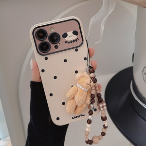 Coque de téléphone antichoc en TPU motif pois minimaliste avec cordon petit ours pour iPhone 17 15 16 Pro 11 et Huawei Mate 60 - Product Image 3