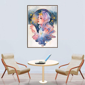 SONGWOOART لوحة ماسية ذاتية الصنع زهرة فتاة كرتون أنيمي مرسومة باليد مجموعات قماش حائط صور بأرقام صورة ديكور منزلي - Product Image 2