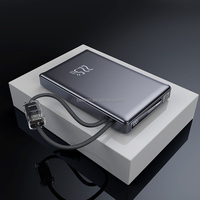 Batterie externe rechargeable ultra-mince haute capacité 10000 mAh, charge rapide 22,5 W, banque d'alimentation portable avec écran LED et câbles intégrés