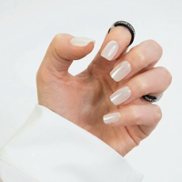 Faux ongles en gel à presser réutilisables, carrés, ovales, super courts, blancs irisés, pour marque privée