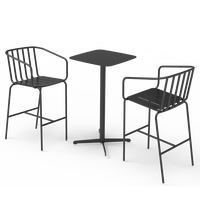 Restaurant moderne de luxe haut de gamme maison hôtel terrasse salle à manger en plein air tabourets de bar haut en aluminium chaise et table de bar en plein air