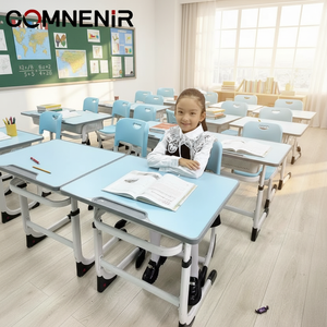Conjunto de Silla y Escritorio Escolar Ergonómico de Plástico PE y Metal con Altura Ajustable, Suministro de Fábrica, Muebles Modernos para Estudiantes - Product Image 1