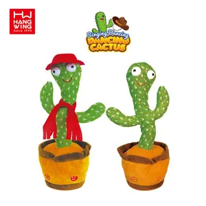 Burst kids toy electric dancing wobble plush cactus with lights music learning tongue recording