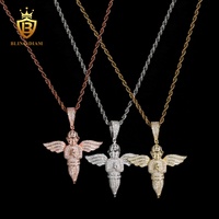 Prix de gros Pendentif ange style Hip Hop en argent sterling 925 massif, Moissanite taille brillant VVS1, plaqué or, bijoux sertis GRA