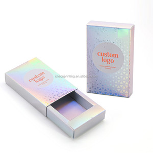 Tùy chỉnh kích thước <span class=keywords><strong>logo</strong></span> hình dạng thiết kế kim loại Holographic in ấn bao bì các tông màu trắng giấy ngăn kéo hộp - Product Image 1