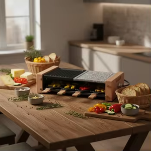 Grill électrique à <span class=keywords><strong>raclette</strong></span> en bois avec contrôle de la température pour la maison, avec poignées en bois - Product Image 5