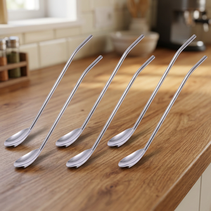 Metal <b>Drinking</b> <b>Straws</b> 4 Pack Reusable Minimalist Bar Accessories Stainless Steel Flexible Design - Product Image 1