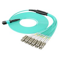 Cable de Conexión de Fibra Óptica Multimodo 24F OM3 MPO a LC 40G/100G LSZH Aqua para Cableado de Centros de Datos de Alta Densidad