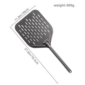 Manjia-Paleta de aluminio para pizza personalizada de 10 ", 12", 13 "y 14" con mango extendido, cáscaras de torneado de pizza rectangulares para hornear - Product Image 3