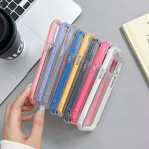 Wholesale Clear Clear Phone Case For Iphone 15 Colorful Frame Transparent Tpu Mobile Phone Case For IPhone 15 14 13 12 11